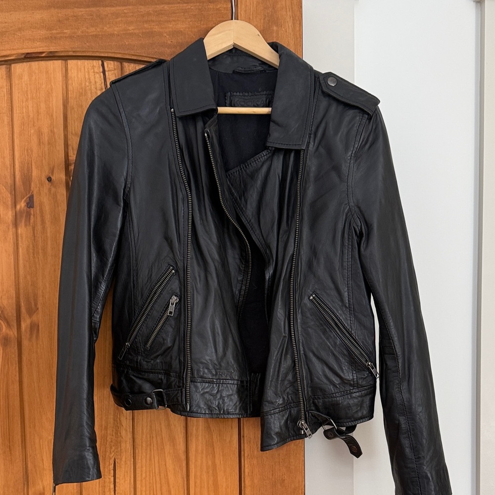 Kookai Black Leather Biker Jacket